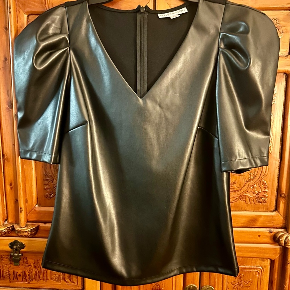 Black Faux Leather Top